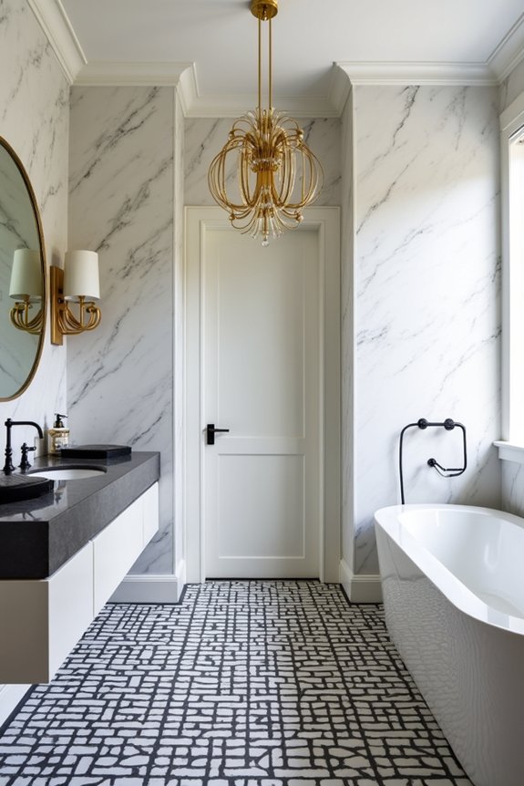 statement lighting and bold tile