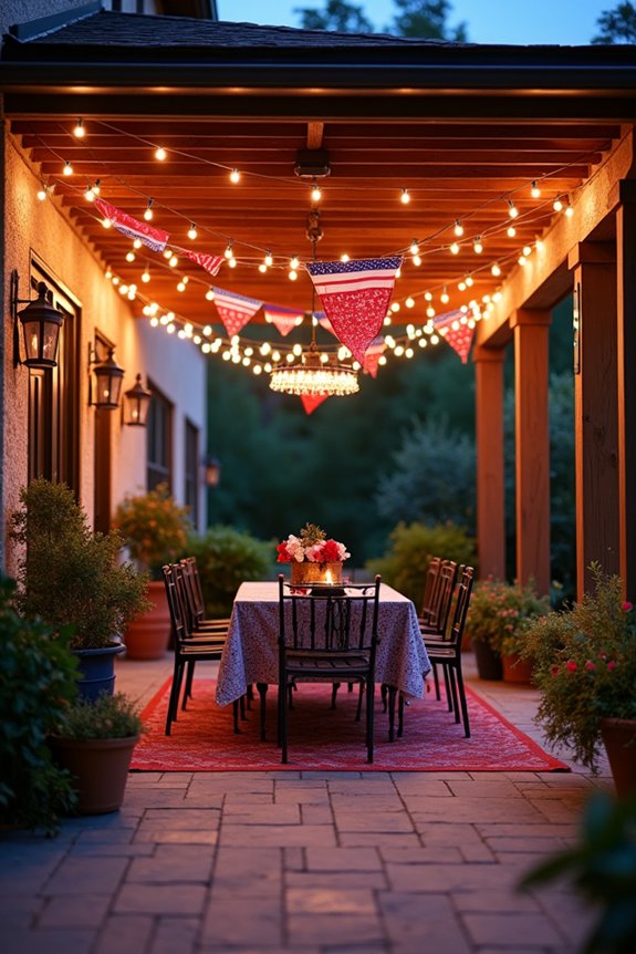 string lights and banners