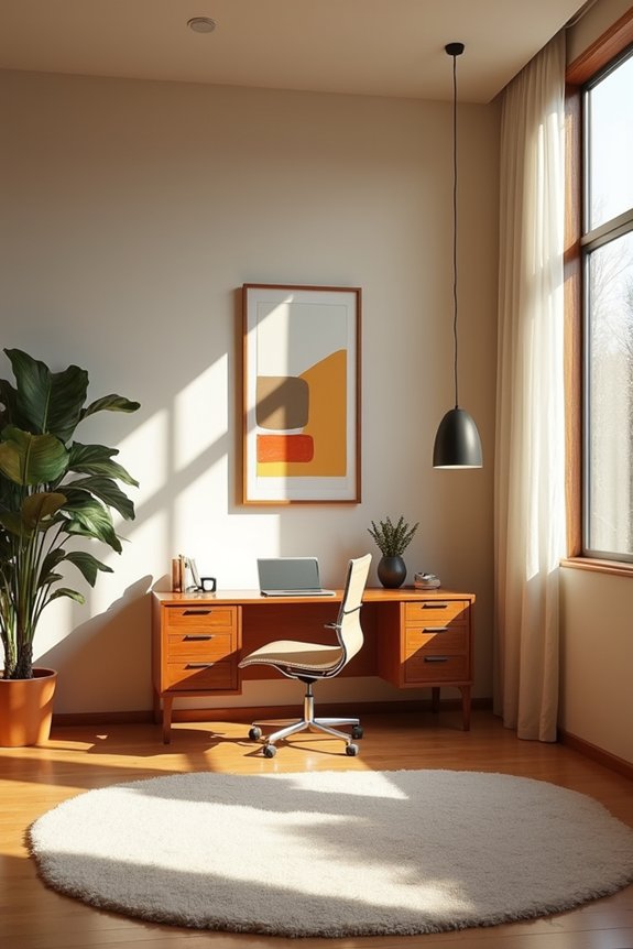 stylish mid century office decor