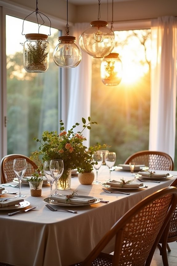 sunroom dinner party decor