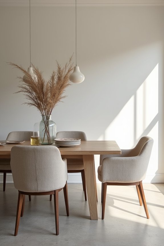 textured warm minimalist dining