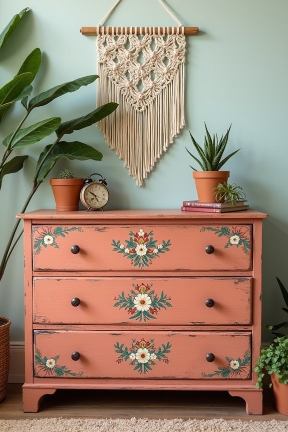 thrifted bohemian painted furniture