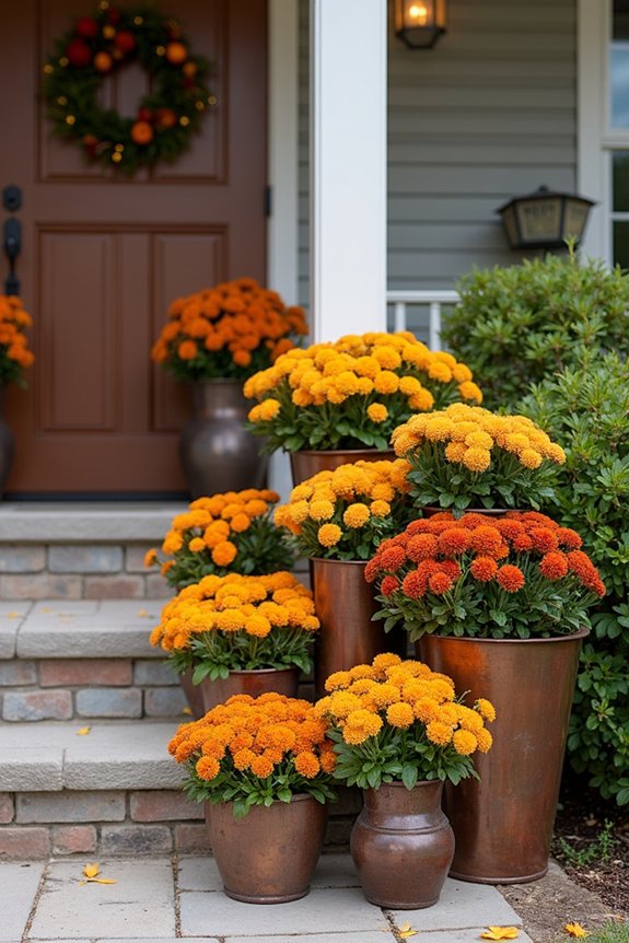 vibrant fall mums planters