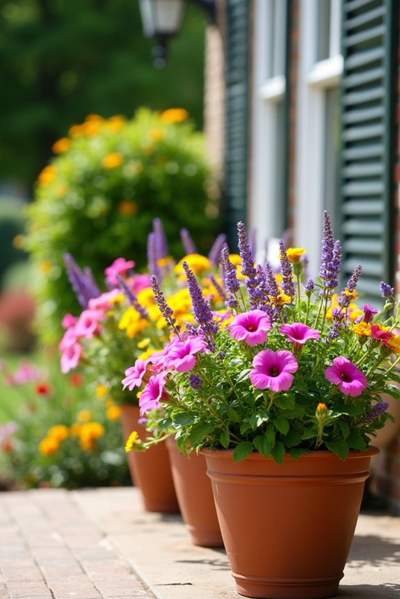 vibrant flowering containers