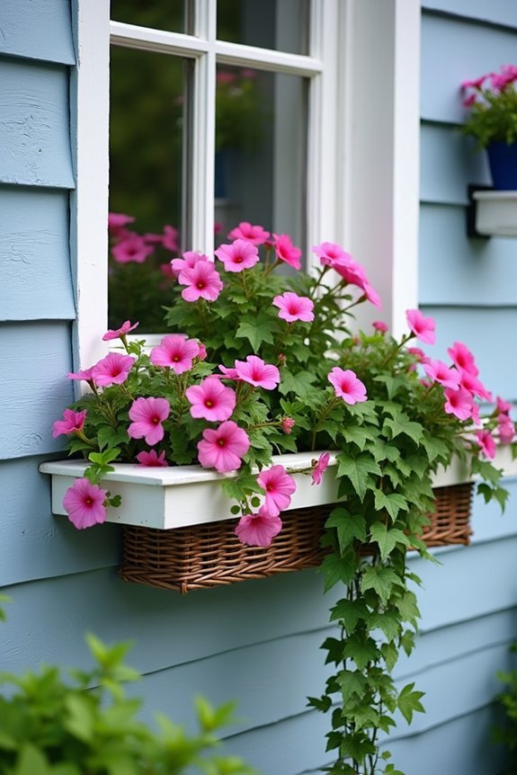 vibrant flowers in baskets