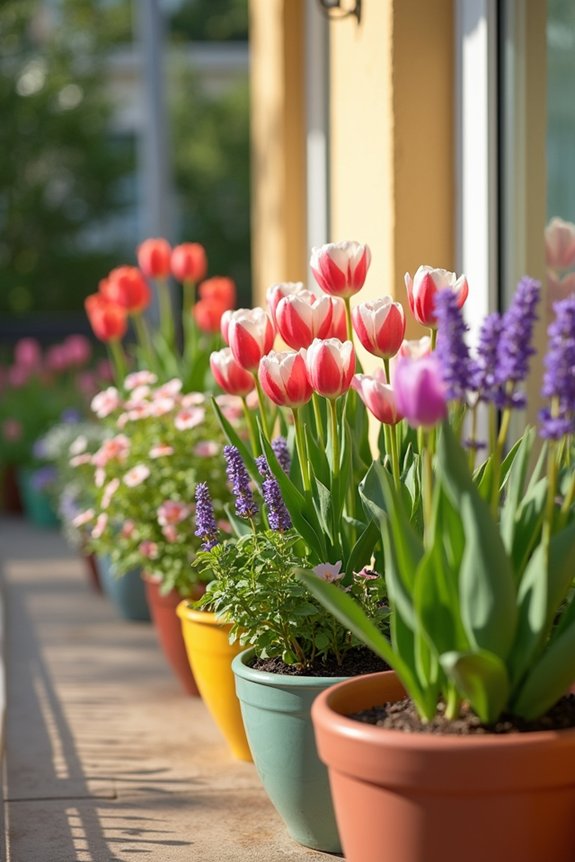 vibrant planters blooming plants