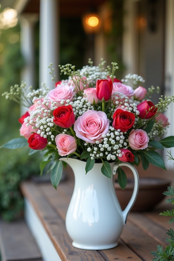 vintage containers with romantic blooms