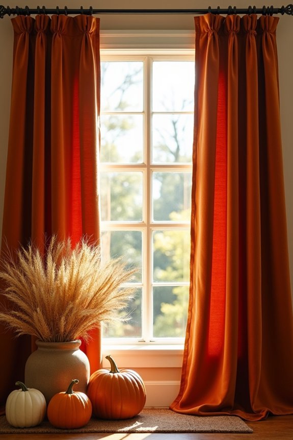 warm autumn fabric drapes