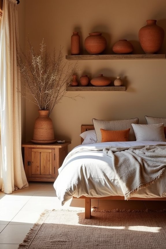 warm earthy pottery accents
