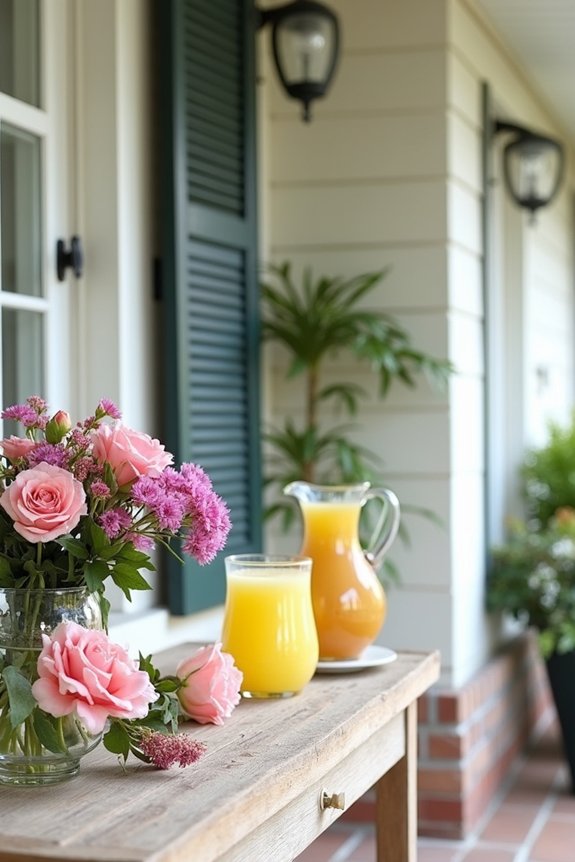 welcome refreshments on porch