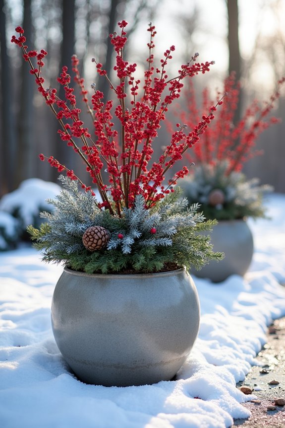 winter color via planters