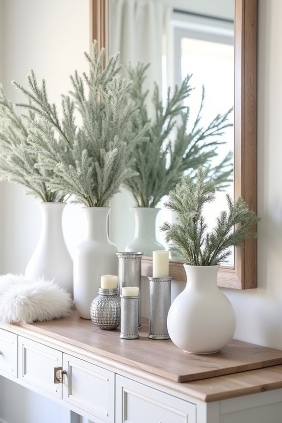 winter console table styling