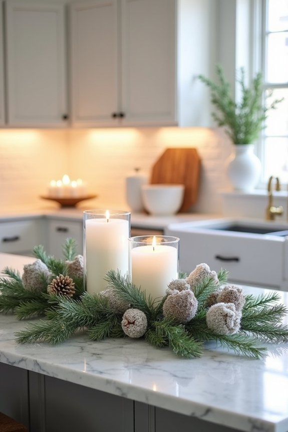 winter kitchen island decor