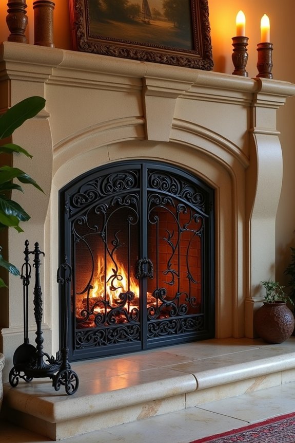 wrought iron fireplace elegance